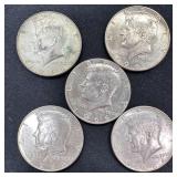 (5) 1965 - 40% Silver Kennedy Half Dollar