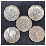 (5) 1968 - 40% Silver Kennedy Half Dollars