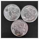 Set of (3) 1 oz .999 Fine Silver Morgan Rounds