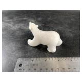 Star Marble carved polar bear from Canada, with bo