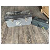 Lot with portable tool box and tools: wrenches, ha