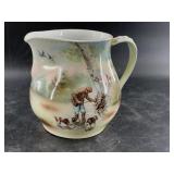 Royal Bayreuth porcelain pitcher depicting a hunti