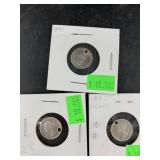 3 Victorian silver 3 pence 1891, 1882, 1874 all 3