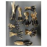 Brass and water buffalo horn vintage flatware set