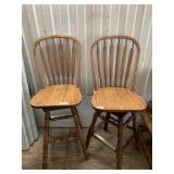 Matched pair of high back bar stools, about 48"  N