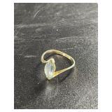 14kt Gold and aquamarine ring badly misshaped, rou