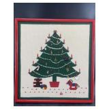 Framed Christmas themed needle point 19" x 18" fra