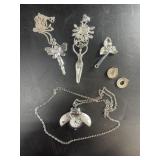 Lot with silver-tone costume jewelry: cute butterf