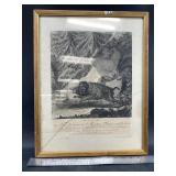 16th Century Lithograph German of a boar, framed 1