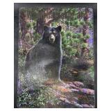 New tempered glass cutting board, Black bear in fo