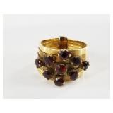 14kt Gold stack of 5 rings with garnets throughout