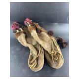 Antique pair of moose hide muk luks, very old, not