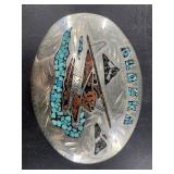 1979 Little White Dove Alaskan belt buckle with si