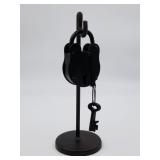 New antique style padlock with 2 keys and stand in