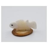 Cute little ivory fish on a walrus tooth base, 3/8