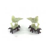 Pair of stunning light jade carvings of swallows,