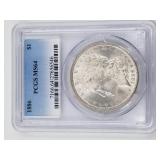 Morgan silver dollar 1886 MS64 by PCGS