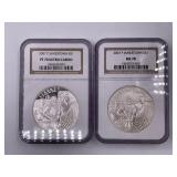 2  2007 P Jamestown silver dollars, MS70 and PF70