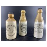 3 Stoneware beer bottles, 2 with original stoppers