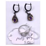 Sterling silver black and gold tone earrings with