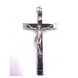 Vintage nickel and ebony Crucifix 5"