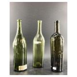 3 Antique 19th century wine bottles