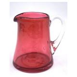 Antique hand blown cranberry glass creamer pitcher