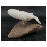 Charles Edwards bowhead whale on ancient bone base