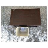 Lot of two, wooden side table, Heavy duty garbage