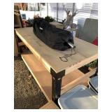 Homemade heavy duty wooden working table, on casto