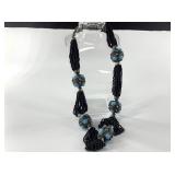 Heavy Indian beaded necklace with faux turquoise s