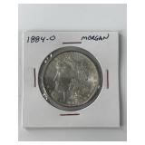 1884 O Morgan silver dollar  AU or better