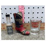 Early Times Shot Glass, Jack Daniels Mini Bottle