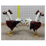 2 Tin Chicken Statues