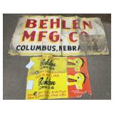 Vintage BEHLEN bin banner & 2- Behlen corn crib