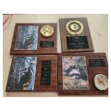 (4) Coon Hunting Award Plaques & Plaque Clocks