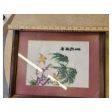 Framed Vintage Needle Point Asian Birds