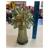 Carnival Glass 12 Point Swung Glass Vase 9"