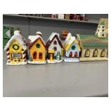 (5) Christmas Village Tea Light Holders