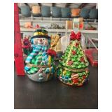 (2) Snowman & Christmas Tree Music Boxes