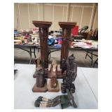 Wooden Statues, Candle Holders