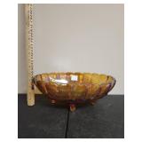 12" Orange Carnival Glass Bowl Harvest Grape