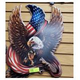 Eagle w/Flag Die Cut Metal Sign