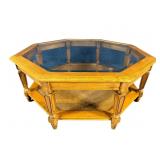 CHERRY OCTAGON GLASS TOP TABLE
