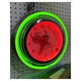 VINTAGE NEON CHILI CHOMPERS WALL CLOCK