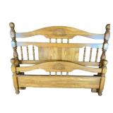 SOLID OAK ATHENS FURNITURE QUEEN SIZE BED