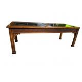 BRANDT CHERRY CHIPPENDALE GLASS TOP COFFEE TABLE