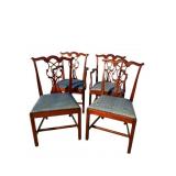 4 SOLID MAHOGANY CHIPPENDALE CHAIRS