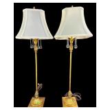 2 GOLD GILDED HEAVY TEARDROP BUFFET LAMPS