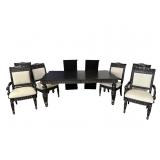 ASHLEY FURNITURE BLACK WITH SILVER TRIM TABLE AND